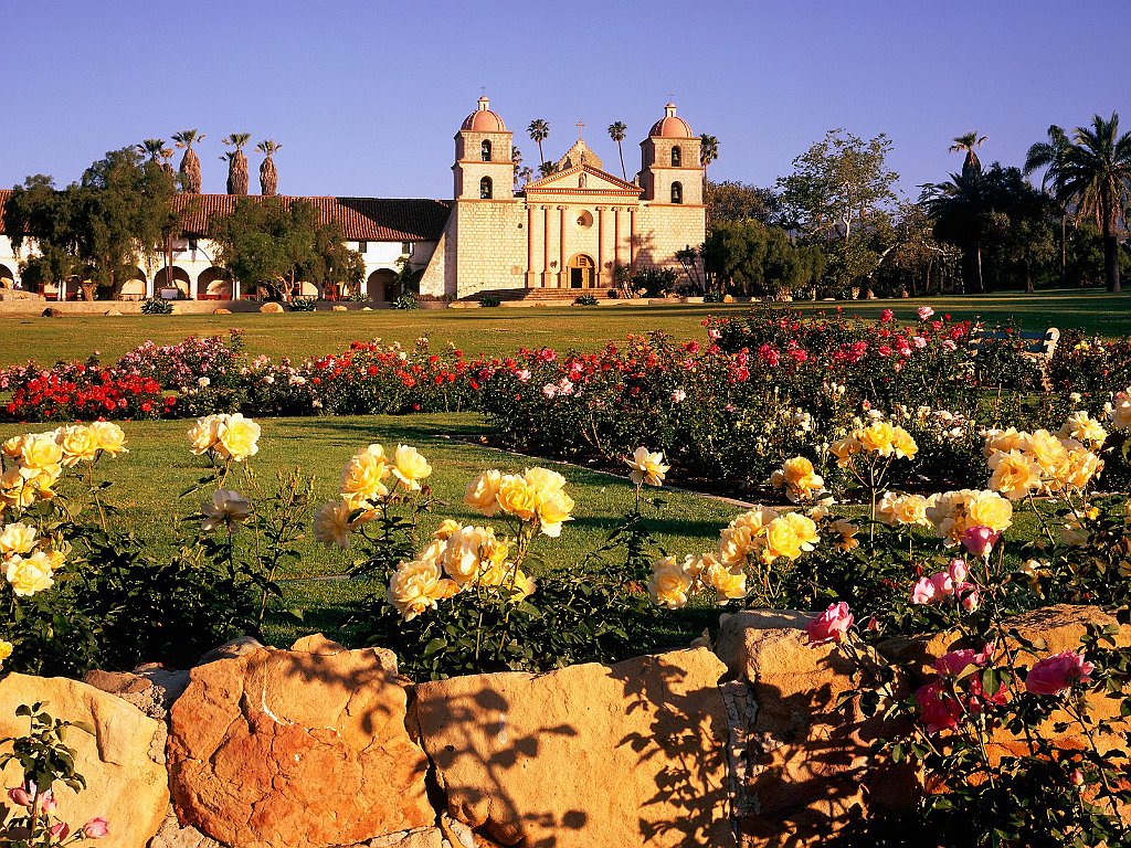Mission Santa Barbara and the Rose Garden, California